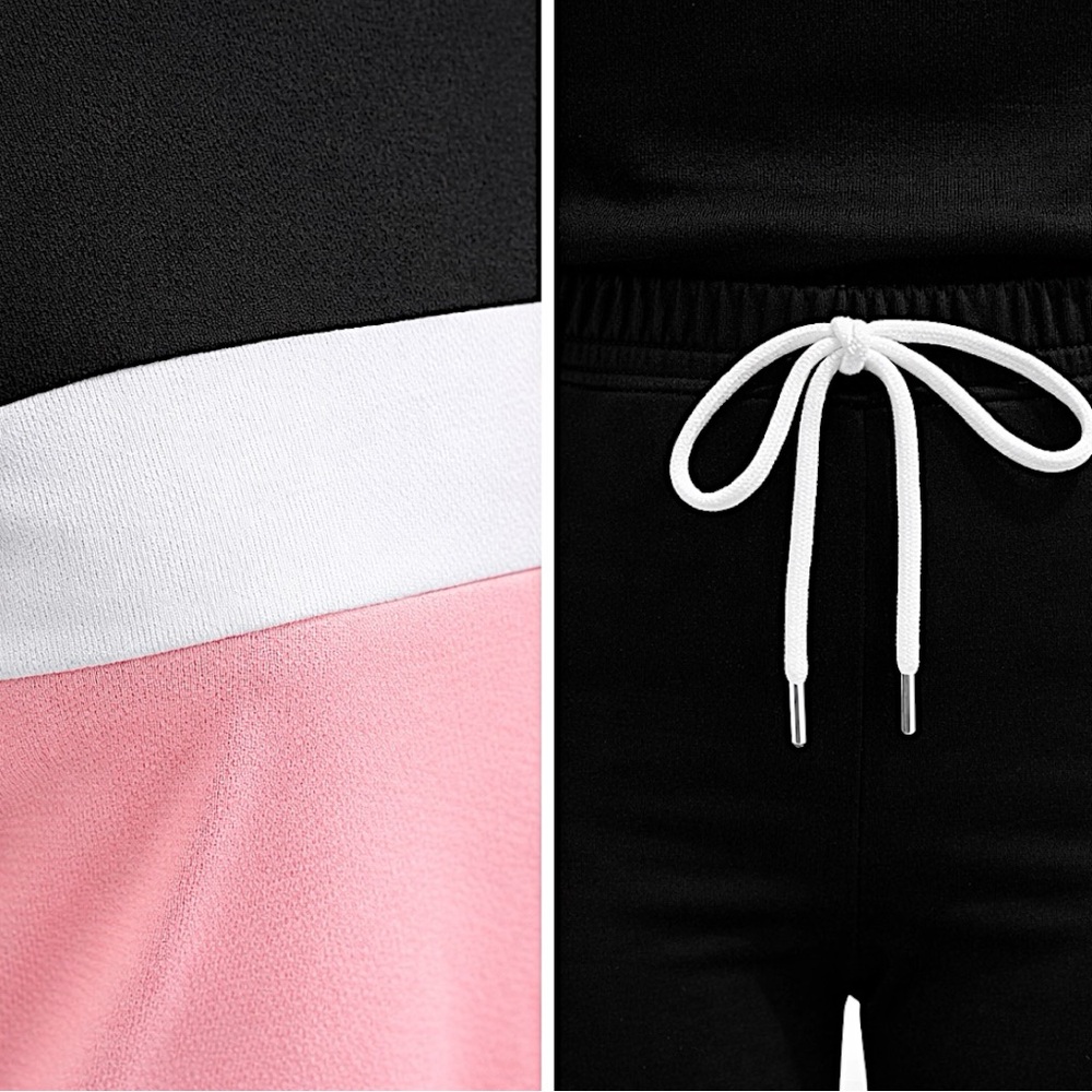 Colorblock Pink, White & Black Long Sleeve Top and Jogger Set - Picture 6 of 13